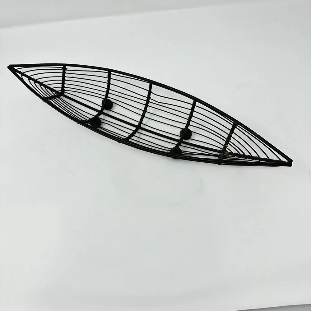 Mid-Century Modern Iron Wire Fruit Basket Canoe Shaped Centerpiece /Catch All